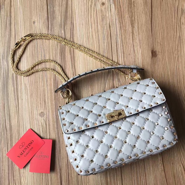 Valentino Garavani Rockstud Spike Medium Chain Bag in Pale Blue Soft Nappa Lambskin Leather For Sale