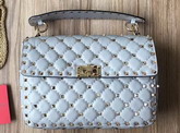 Valentino Garavani Rockstud Spike Medium Chain Bag in Pale Blue Soft Nappa Lambskin Leather For Sale