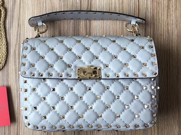 Valentino Garavani Rockstud Spike Medium Chain Bag in Pale Blue Soft Nappa Lambskin Leather For Sale