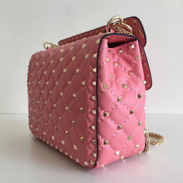 Valentino Garavani Rockstud Spike Medium Chain Bag in Pink Soft Nappa Lambskin Leather For Sale