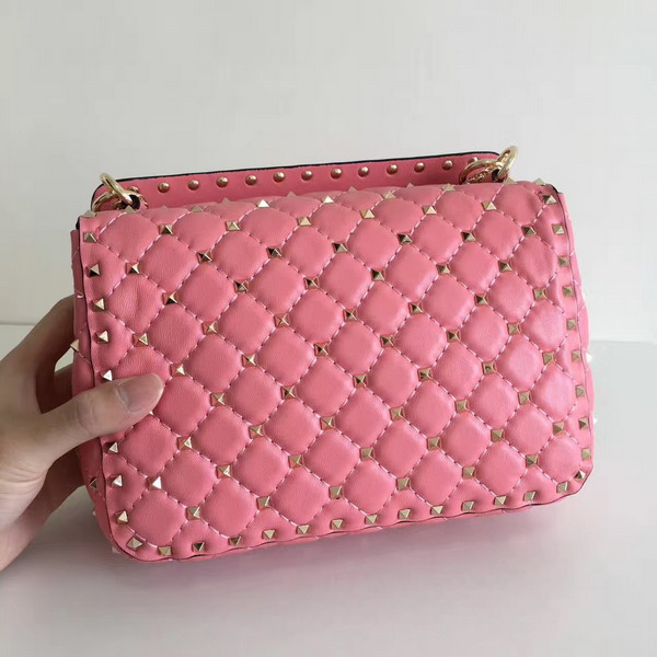 Valentino Garavani Rockstud Spike Medium Chain Bag in Pink Soft Nappa Lambskin Leather For Sale