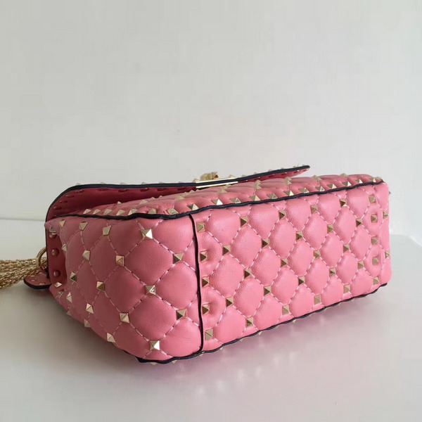 Valentino Garavani Rockstud Spike Medium Chain Bag in Pink Soft Nappa Lambskin Leather For Sale