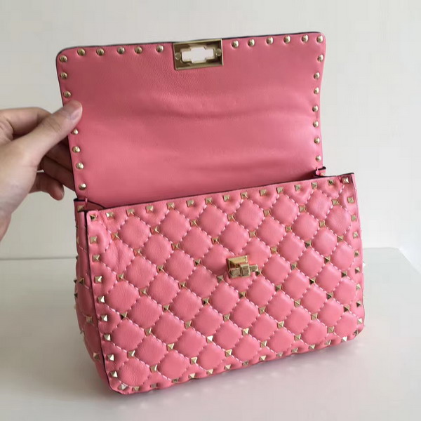 Valentino Garavani Rockstud Spike Medium Chain Bag in Pink Soft Nappa Lambskin Leather For Sale