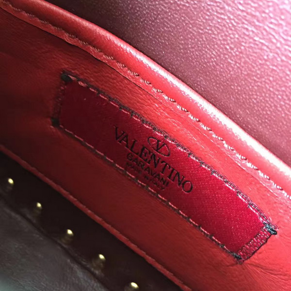 Valentino Garavani Rockstud Spike Small Chain Bag in Burgundy Soft Lambskin Leather For Sale