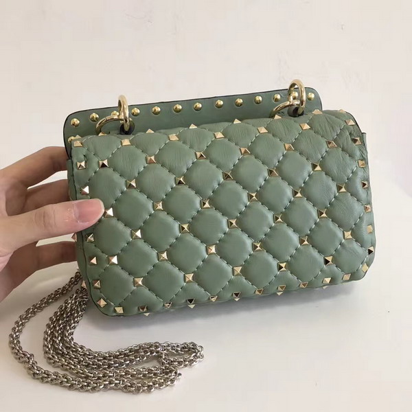 Valentino Garavani Rockstud Spike Small Chain Bag in Light Green Soft Lambskin Leather For Sale