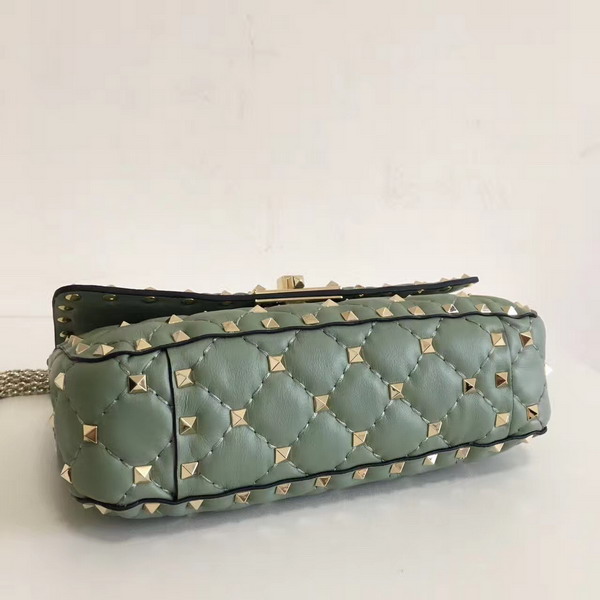 Valentino Garavani Rockstud Spike Small Chain Bag in Light Green Soft Lambskin Leather For Sale