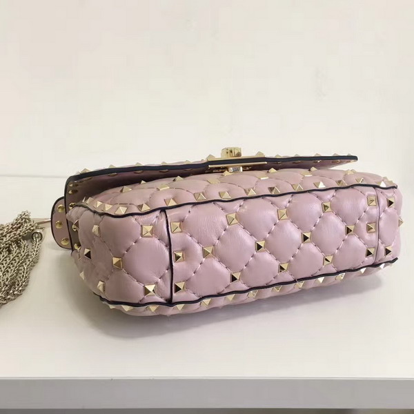 Valentino Garavani Rockstud Spike Small Chain Bag in Light Pink Soft Lambskin Leather For Sale