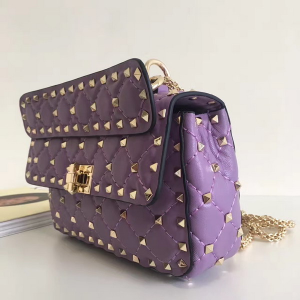 Valentino Garavani Rockstud Spike Small Chain Bag in Light Purple Soft Lambskin Leather For Sale