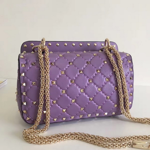 Valentino Garavani Rockstud Spike Small Chain Bag in Light Purple Soft Lambskin Leather For Sale