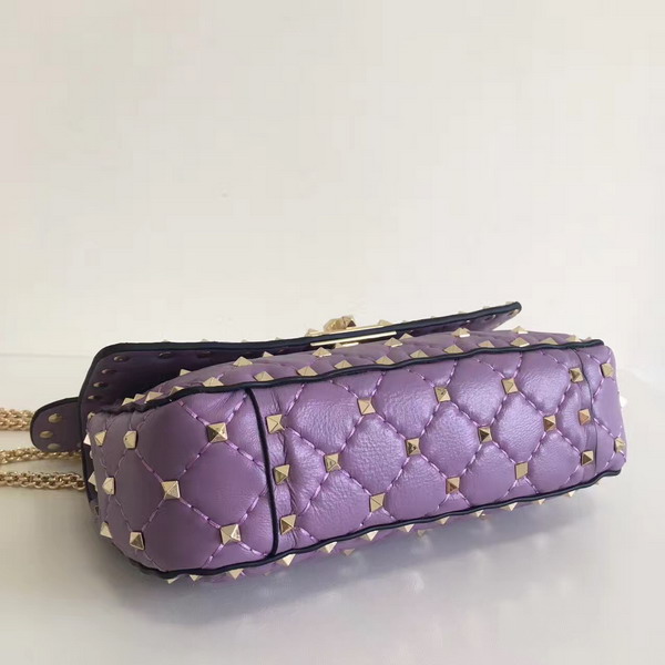 Valentino Garavani Rockstud Spike Small Chain Bag in Light Purple Soft Lambskin Leather For Sale