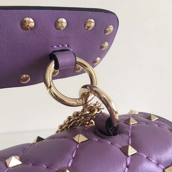 Valentino Garavani Rockstud Spike Small Chain Bag in Light Purple Soft Lambskin Leather For Sale