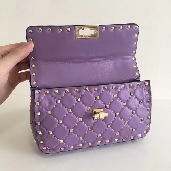 Valentino Garavani Rockstud Spike Small Chain Bag in Light Purple Soft Lambskin Leather For Sale