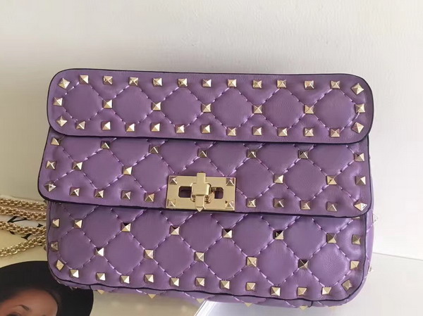 Valentino Garavani Rockstud Spike Small Chain Bag in Light Purple Soft Lambskin Leather For Sale