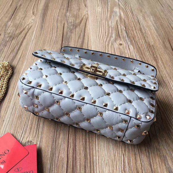 Valentino Garavani Rockstud Spike Small Chain Bag in Pale Blue Soft Lambskin Leather For Sale