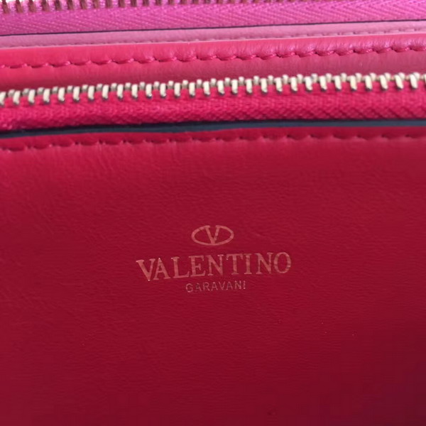 Valentino Garavani Rockstud Spike Zip Continental Wallet in Pink Soft Lambskin Leather For Sale