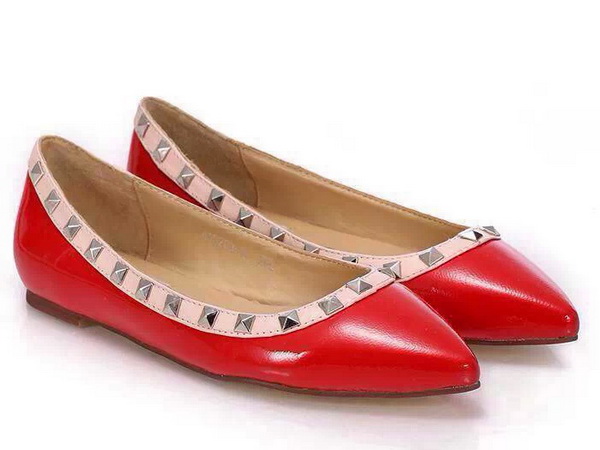 Valentino Garavani Rockstud ballerina in red patent leather and nappa leather for Sale