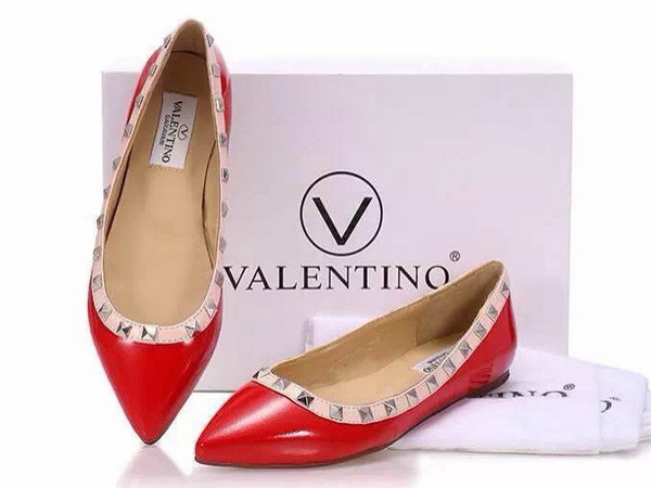 Valentino Garavani Rockstud ballerina in red patent leather and nappa leather for Sale