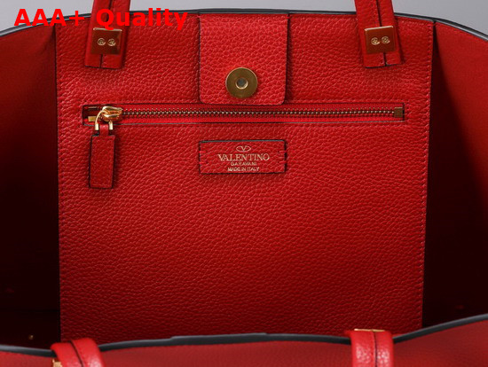 Valentino Garavani Roman Stud Tote Bag in Red Grainy Calfskin Leather Replica