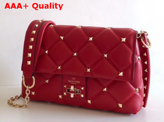 Valentino Garavani Small Candystud Crossbody Bag in Red with Gold Studs Replica