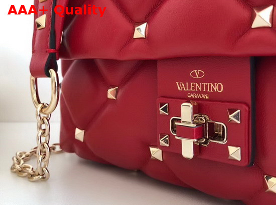 Valentino Garavani Small Candystud Crossbody Bag in Red with Gold Studs Replica