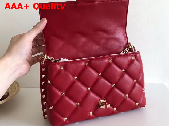 Valentino Garavani Small Candystud Crossbody Bag in Red with Gold Studs Replica