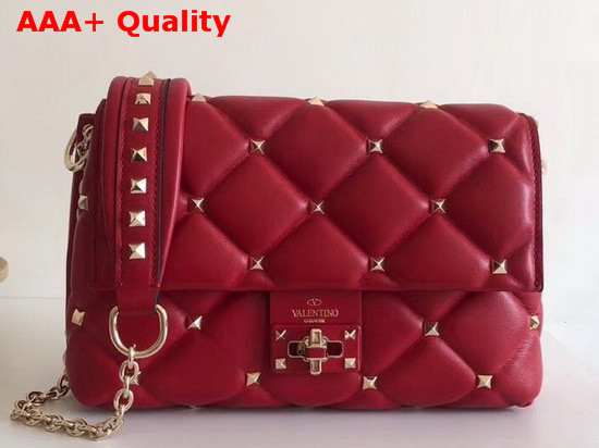 Valentino Garavani Small Candystud Crossbody Bag in Red with Gold Studs Replica