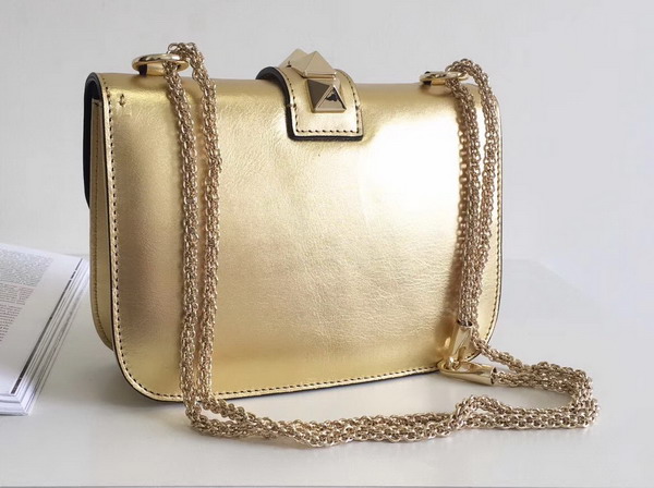 Valentino Garavani Small Chain Cross Body Bag in Gold Metallic Lambskin Leather For Sale