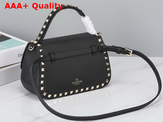 Valentino Garavani Small Rockstud Grainy Calfskin Handbag in Black Replica