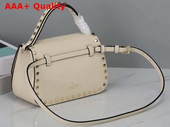 Valentino Garavani Small Rockstud Grainy Calfskin Handbag in Light Ivory Replica