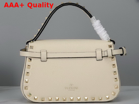 Valentino Garavani Small Rockstud Grainy Calfskin Handbag in Light Ivory Replica