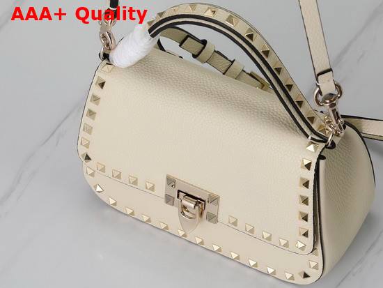 Valentino Garavani Small Rockstud Grainy Calfskin Handbag in Light Ivory Replica