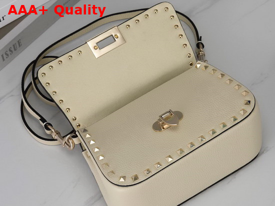 Valentino Garavani Small Rockstud Grainy Calfskin Handbag in Light Ivory Replica