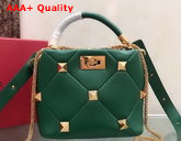 Valentino Garavani Small Roman Stud The Handle Bag in Green Nappa Leather Replica