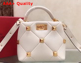 Valentino Garavani Small Roman Stud The Handle Bag in Ivory Nappa Leather Replica