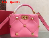 Valentino Garavani Small Roman Stud The Handle Bag in Nappa Flamingo Pink Replica