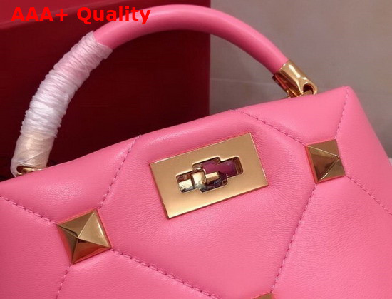 Valentino Garavani Small Roman Stud The Handle Bag in Nappa Flamingo Pink Replica