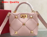 Valentino Garavani Small Roman Stud The Handle Bag in Rose Nappa Leather Cannelle Replica