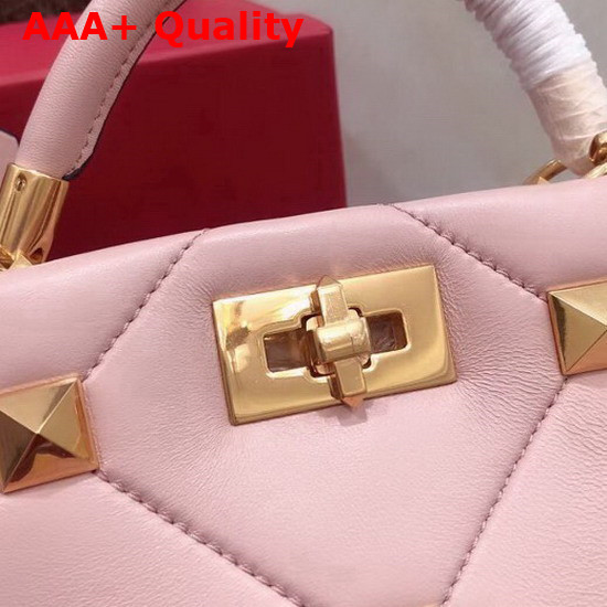 Valentino Garavani Small Roman Stud The Handle Bag in Rose Nappa Leather Cannelle Replica