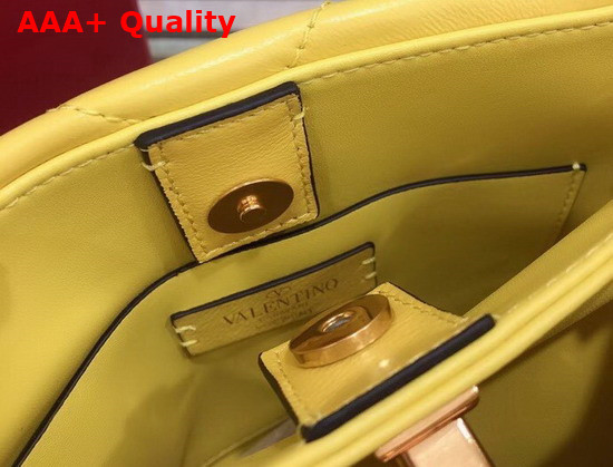 Valentino Garavani Small Roman Stud The Handle Bag in Yellow Nappa Leather Replica