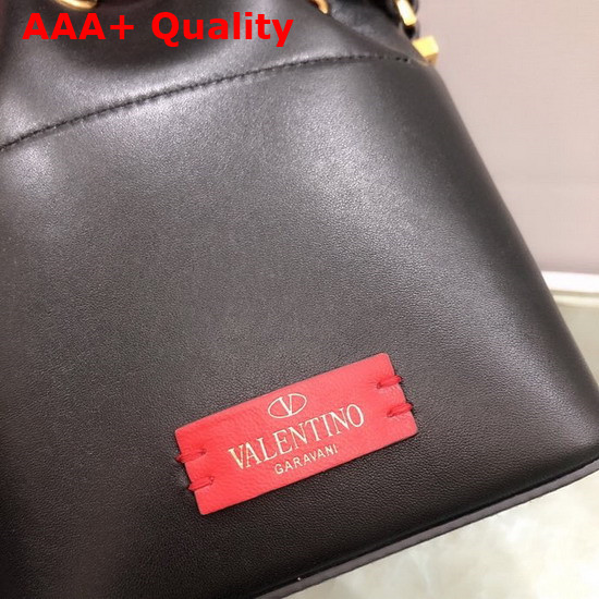 Valentino Garavani Small Vlogo Bucket Bag in Black Calfskin Replica