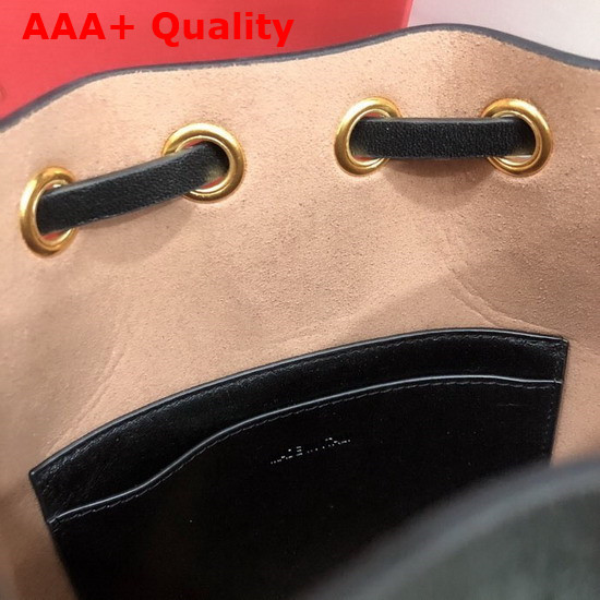 Valentino Garavani Small Vlogo Bucket Bag in Black Calfskin Replica