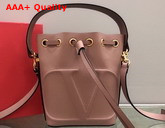 Valentino Garavani Small Vlogo Bucket Bag in Nude Calfskin Replica