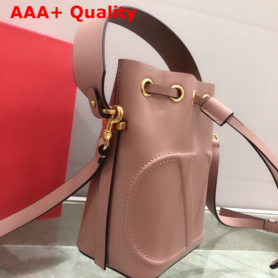 Valentino Garavani Small Vlogo Bucket Bag in Nude Calfskin Replica