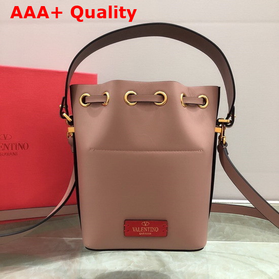 Valentino Garavani Small Vlogo Bucket Bag in Nude Calfskin Replica