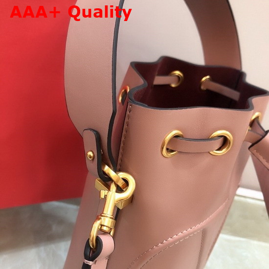 Valentino Garavani Small Vlogo Bucket Bag in Nude Calfskin Replica