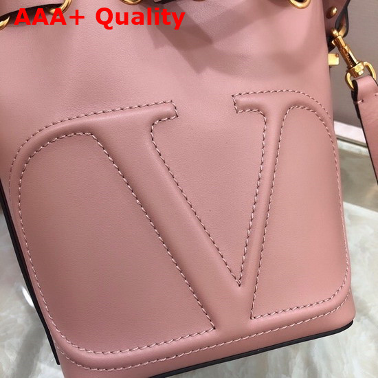 Valentino Garavani Small Vlogo Bucket Bag in Nude Calfskin Replica