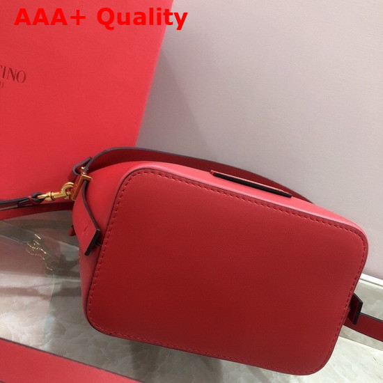 Valentino Garavani Small Vlogo Bucket Bag in Red Calfskin Replica