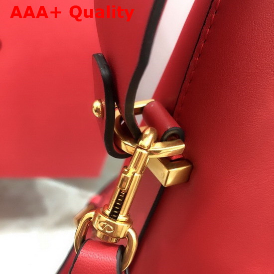 Valentino Garavani Small Vlogo Bucket Bag in Red Calfskin Replica