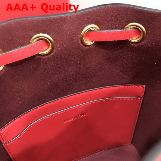 Valentino Garavani Small Vlogo Bucket Bag in Red Calfskin Replica