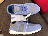 Valentino Garavani Soul AM Sneaker in Grey Fabric and Blue Suede For Sale